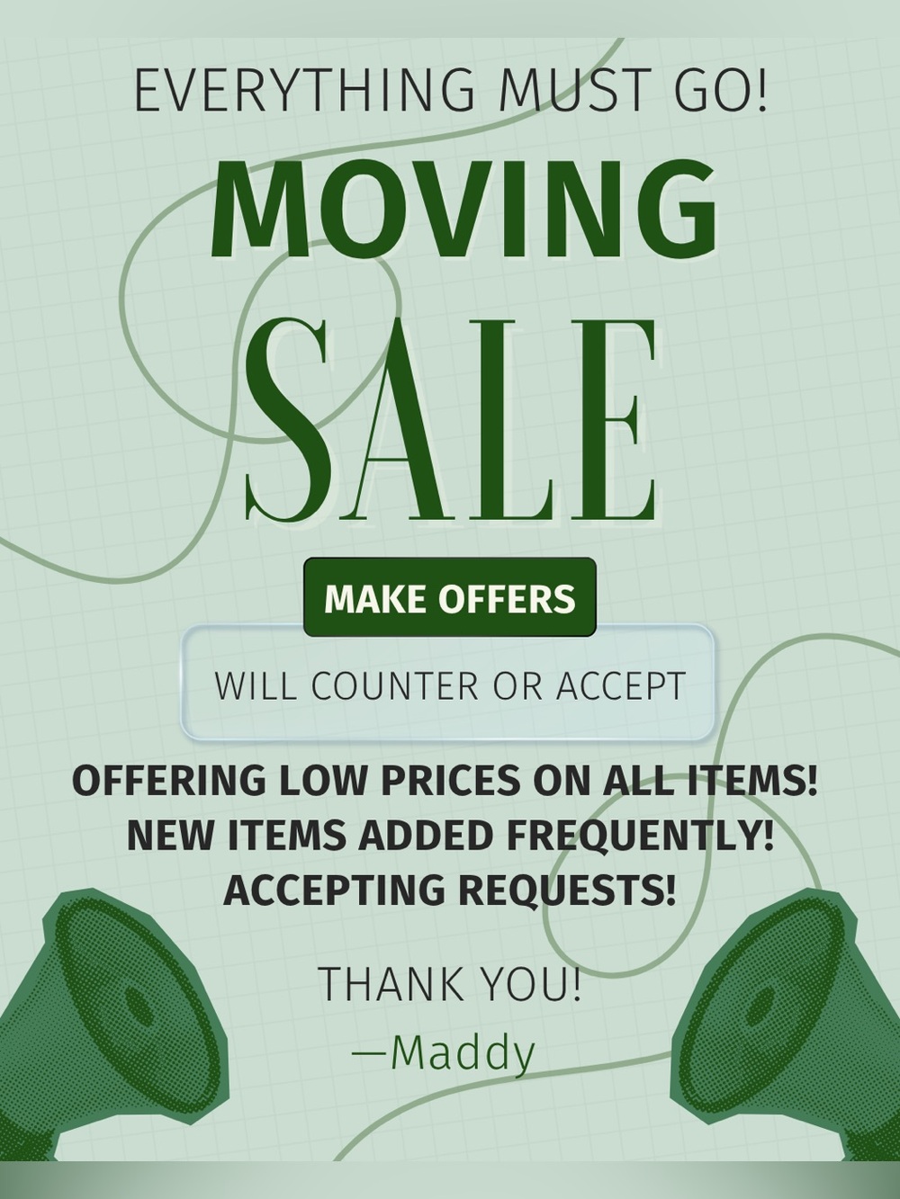 MOVING SALE